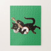 Antropomorfe kat die Banjo speelt Legpuzzel (Verticaal)