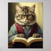 Antropomorfe kat die een boek leest poster (Voorkant)