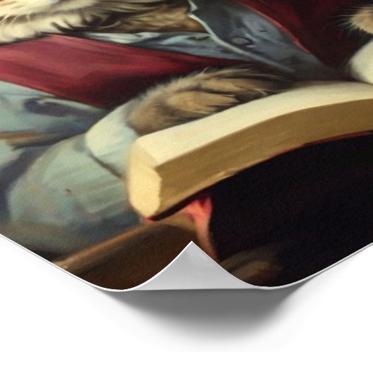 Antropomorfe kat die een boek leest poster (Hoek)