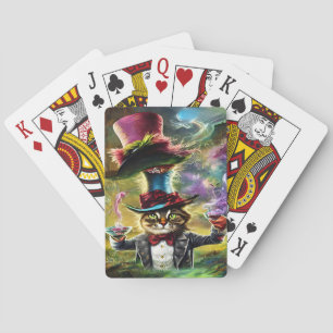  antropomorfe Kat Gekke Hoedenmaker Fantasy Sprook Pokerkaarten
