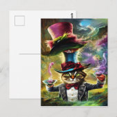 antropomorfe kat Mad Hatter Fantasy Fairytale Briefkaart (Voorkant / Achterkant)