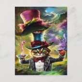antropomorfe kat Mad Hatter Fantasy Fairytale Briefkaart (Voorkant)