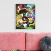 antropomorfe kat Mad Hatter Fantasy Fairytale Canvas Afdruk (Insitu (Woonkamer))