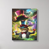antropomorfe kat Mad Hatter Fantasy Fairytale Canvas Afdruk (Voorkant)