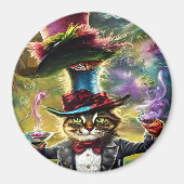 antropomorfe kat Mad Hatter Fantasy Fairytale Magneet (Voorkant)
