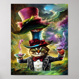 antropomorfe kat Mad Hatter Fantasy Fairytale Poster