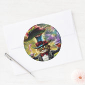 antropomorfe kat Mad Hatter Fantasy Fairytale Ronde Sticker (Envelop)