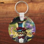 antropomorfe kat Mad Hatter Fantasy Fairytale Sleutelhanger (Voorkant)