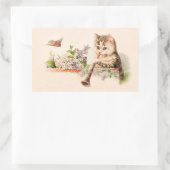 Antropomorfe kat spelen hoorn -  kunst rechthoekige sticker (Tas)