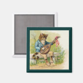 Antropomorfe kat spelen mandoline magneet (Voorkant / Achterkant)