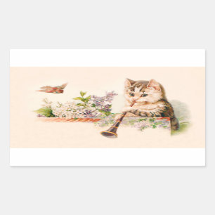 Antropomorfe kattenspelden - kunst rechthoekige sticker