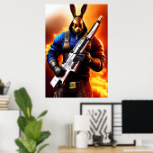 Antropomorfe konijnensoldaat | AI Art Poster (Thuiskantoor)