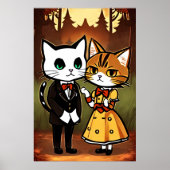 Antropomorfe man en vrouw kat | AI Art. Poster (Voorkant)