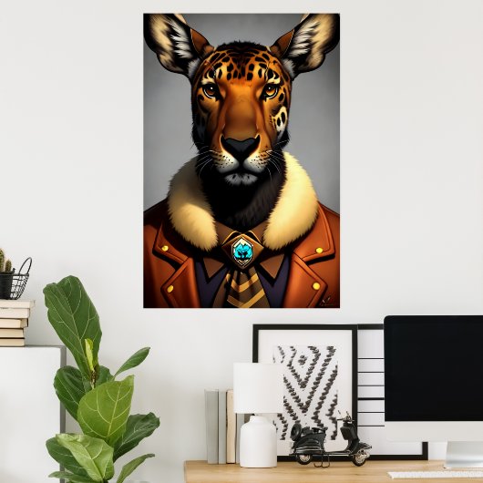 Antropomorfe Moose Jaguar | AI Art. Poster (Thuiskantoor)