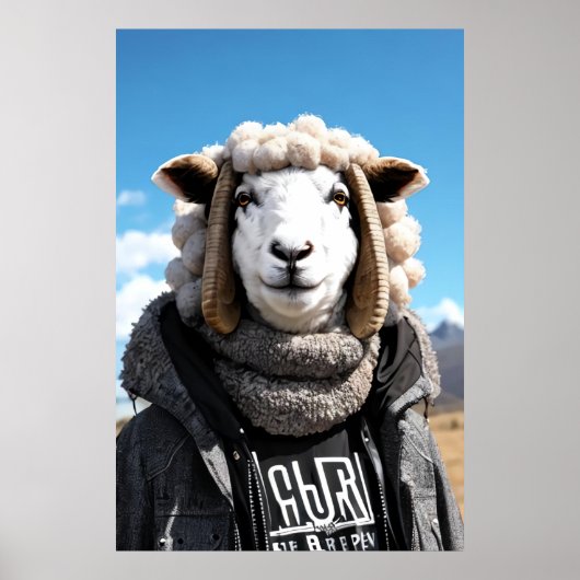 Antropomorfe schapen in kleding | AI Art. Poster (Voorkant)