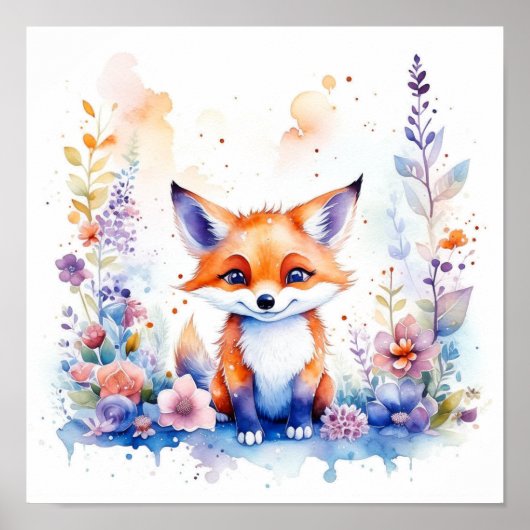 ANTROPOMORFE SCHATTIGEE FLUFFY BABY FOX KINDERKAME POSTER (Voorkant)