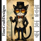 Antropomorfe Steampunk Chic Cat R1H Decoupage Tissuepapier