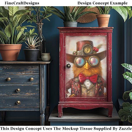 Antropomorfe Steampunk Chicken Q9H Decoupage Tissuepapier