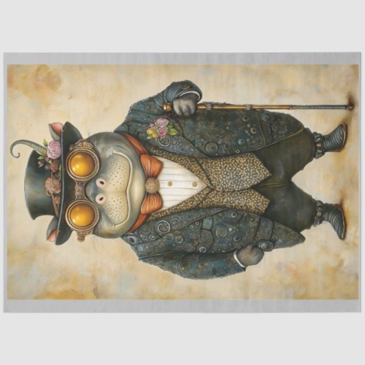 Antropomorfe Steampunk Hippo R2F Decoupage Tissuepapier (Voorkant)