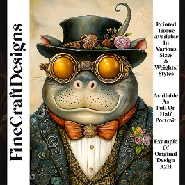 Antropomorfe Steampunk Hippo R2H Decoupage Tissuepapier