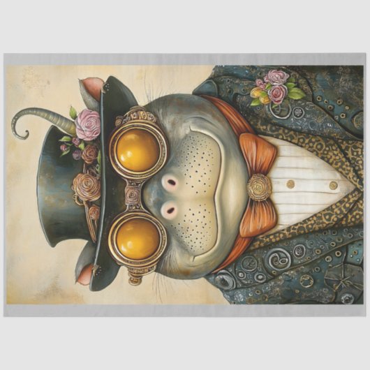Antropomorfe Steampunk Hippo R2H Decoupage Tissuepapier (Voorkant)