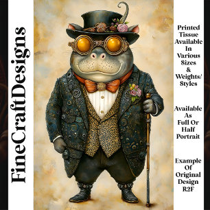 Antropomorfe Steampunk Nijlpaard R2F Découpage Tissuepapier