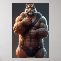 Antropomorfe tijger | Bodybuilder | Digitale kunst