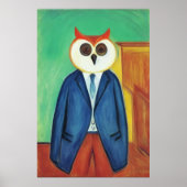 Antropomorfe uil in kleding | AI Art Poster (Voorkant)