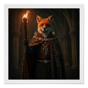 Antropomorfe vos in een kasteel perfect poster