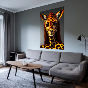 Antropomorfe vrouwelijke giraffe   AI Art Poster