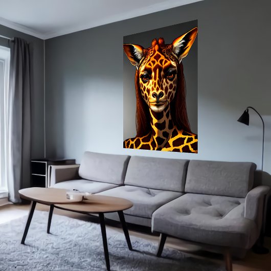 Antropomorfe vrouwelijke giraffe | AI Art Poster