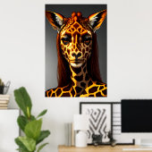 Antropomorfe vrouwelijke giraffe | AI Art Poster (Thuiskantoor)