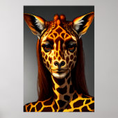 Antropomorfe vrouwelijke giraffe | AI Art Poster (Voorkant)