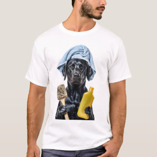 Antropomorfe zwarte labrador met handdoek Holdi T-shirt