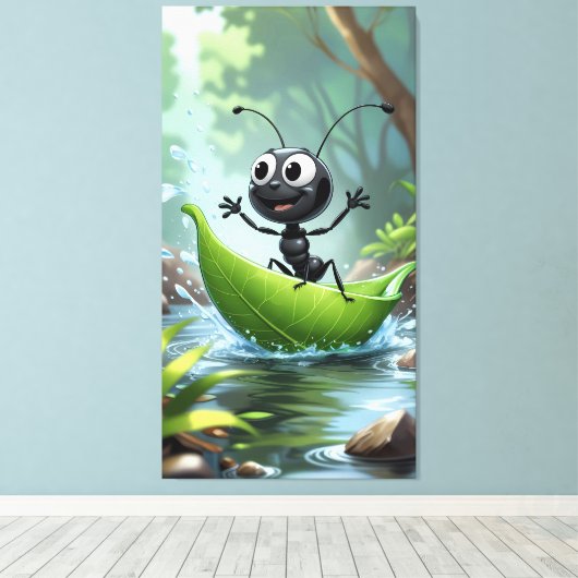 Ant's Adventure: een grillige reis Canvas Print (Insitu (Houten vloer))