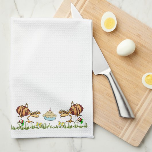 Ants Apple Pie Grass Floral Kitchen Handdoeken (Quarter Fold)