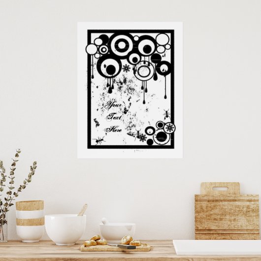 Ants & Circles - Zwart-wit Poster (Keuken)