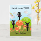Ants die Happy Birthday zwaaien Kaart (Gele Bloem)