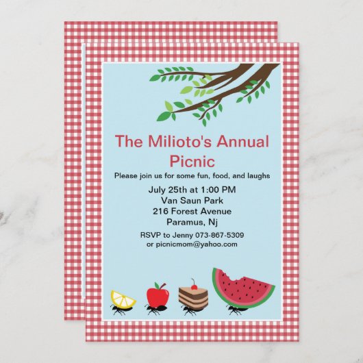 ants March in picknick uitnodiging (Voorkant / Achterkant)