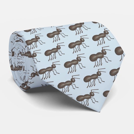 Ants Marching Picnic Ant Black Blue Insect Print Stropdas (Opgerold)