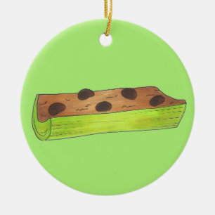 Ants op een Logboekpindaknop Celery Raisins Snack Keramisch Ornament