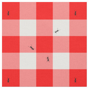 Ants op Gingham Checks Lifesize Stof