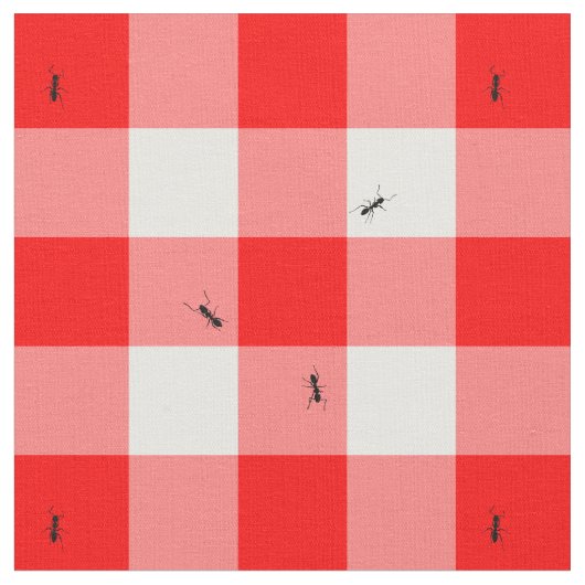 Ants op Gingham Checks Lifesize Stof (Close Up)