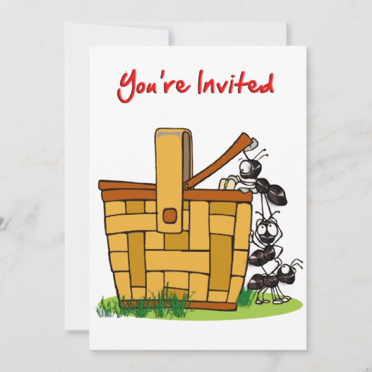 Ants Raiding Picnic Basket Je bent uitgenodigd Kaart (Voorkant)