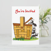 Ants Raiding Picnic Basket Je bent uitgenodigd Kaart (Staand voorkant)