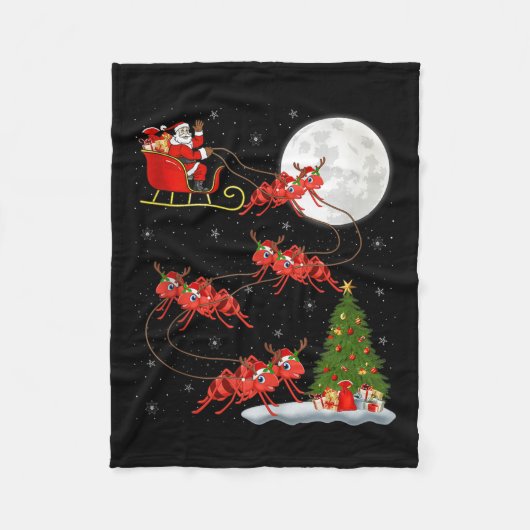 Ants Santa Sleigh Flying Funny Magical Christmas T Fleece Deken (Voorkant)