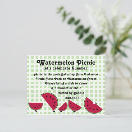 Ant's Watermleon Picnic Kaart (Staand voorkant)