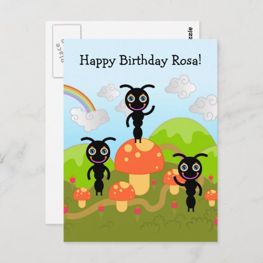 Ants wave Happy Birthday Briefkaart (Voorkant / Achterkant)