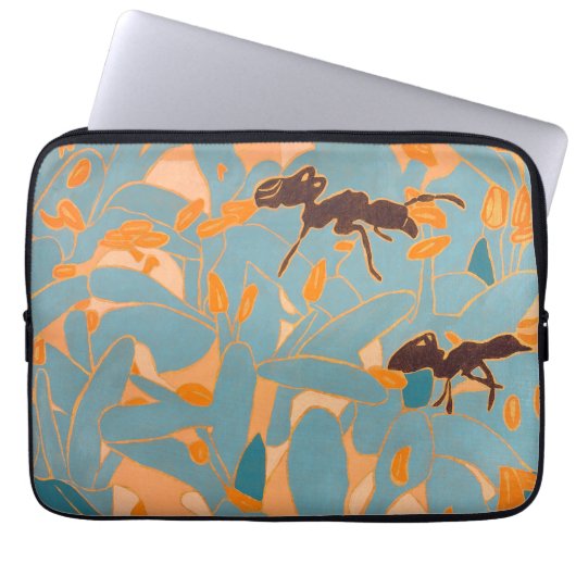 Ants with Blue flowers Autralian Flora Laptop Sleeve (Voorkant)