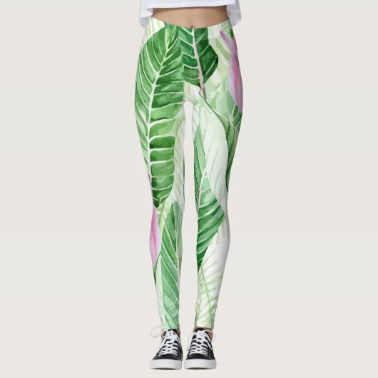 Anturio Rosa Planta Tropical Leggings (Voorkant)
